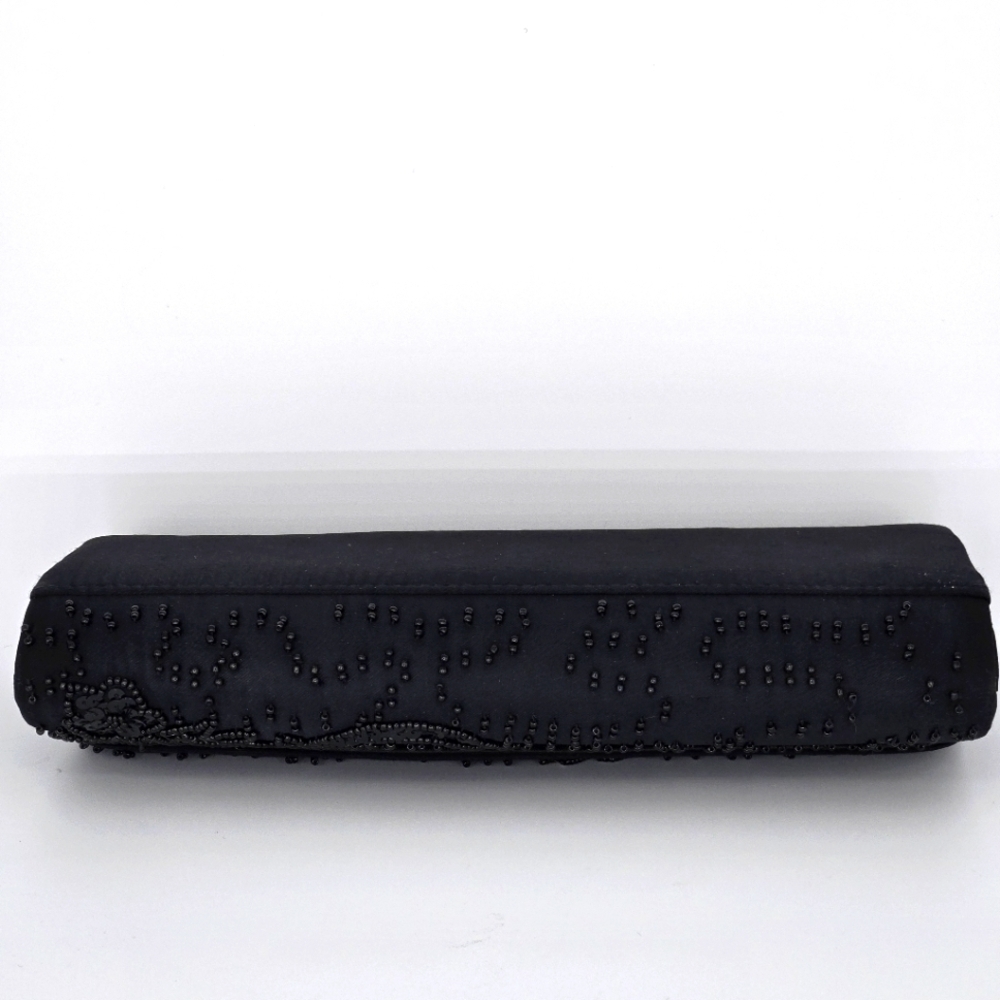 LA REGALE Black Beaded Cocktail Evening Shoulder Bag Clutch Purse - Picture 3 of 14